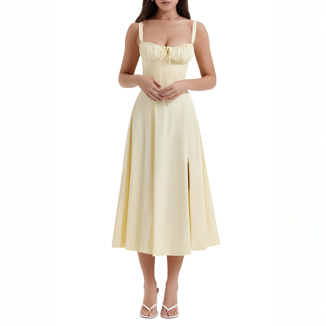 Ryan | Women Slip Dress Sweetheart Neck Spaghetti Straps Side Slit Front Tie