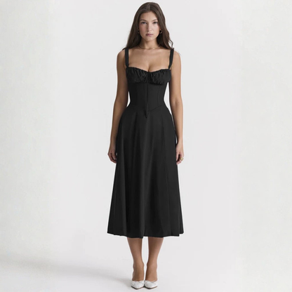 Ryan | Women Slip Dress Sweetheart Neck Spaghetti Straps Side Slit Front Tie