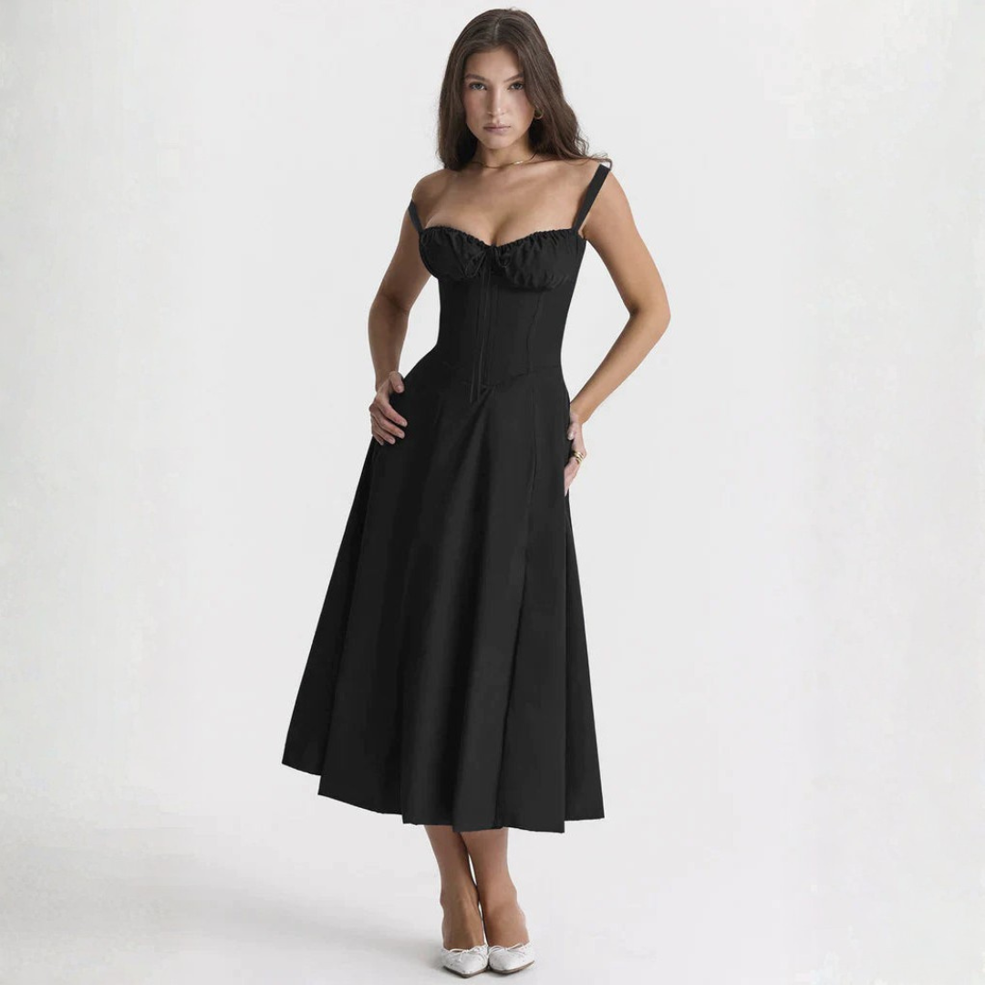 Ryan | Women Slip Dress Sweetheart Neck Spaghetti Straps Side Slit Front Tie