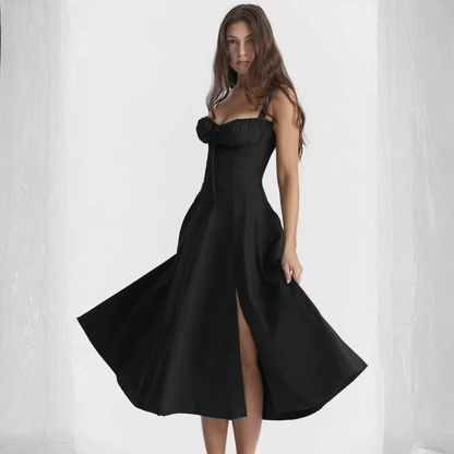 Ryan | Women Slip Dress Sweetheart Neck Spaghetti Straps Side Slit Front Tie