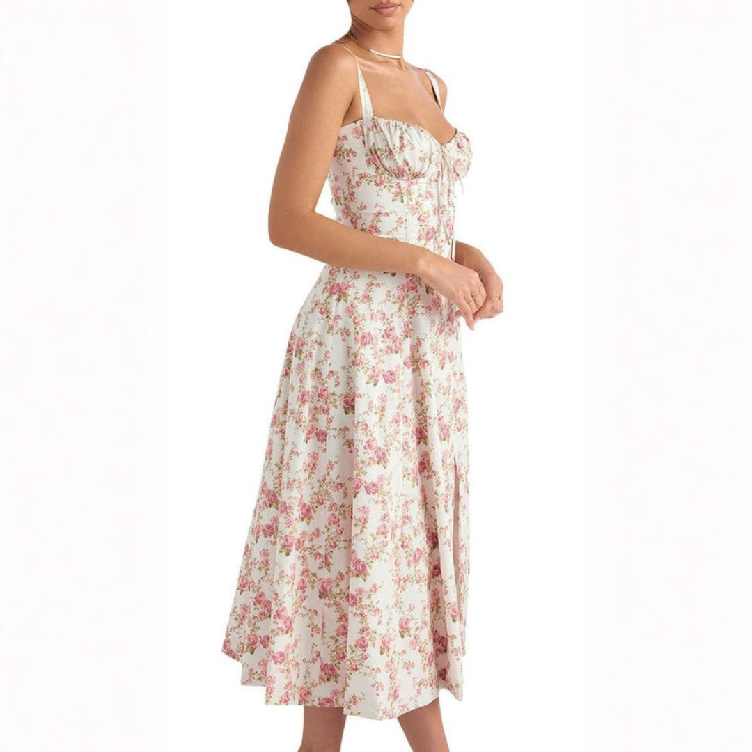 Ryan | Women Slip Dress Sweetheart Neck Spaghetti Straps Side Slit Front Tie