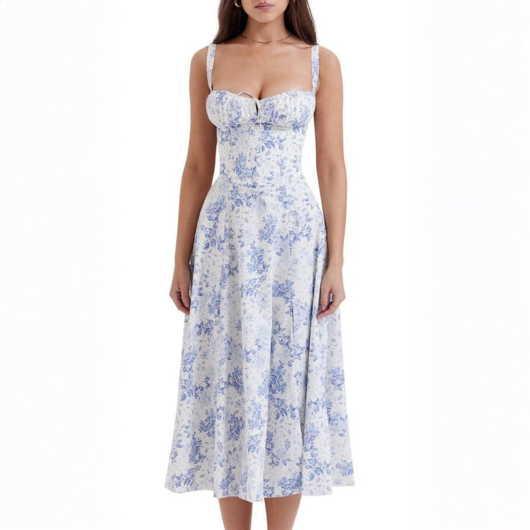Ryan | Women Slip Dress Sweetheart Neck Spaghetti Straps Side Slit Front Tie