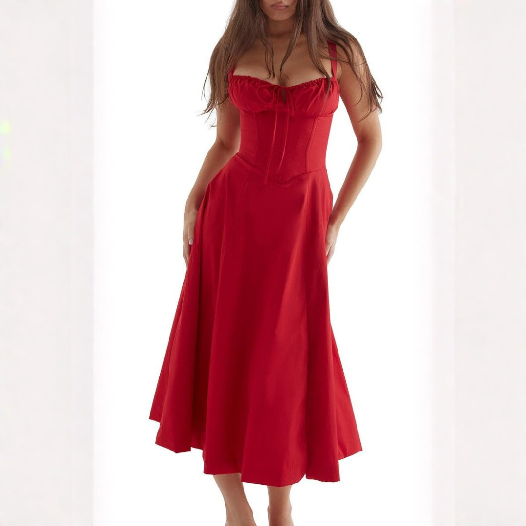 Ryan | Women Slip Dress Sweetheart Neck Spaghetti Straps Side Slit Front Tie