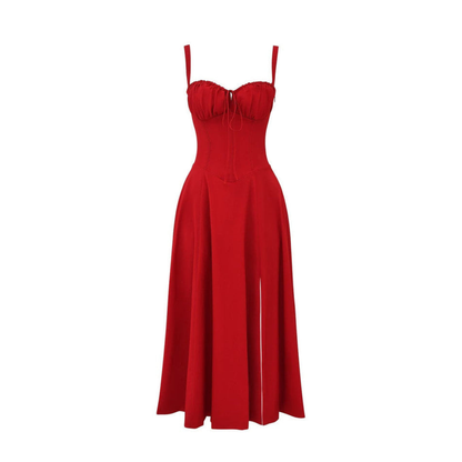 Ryan | Women Slip Dress Sweetheart Neck Spaghetti Straps Side Slit Front Tie