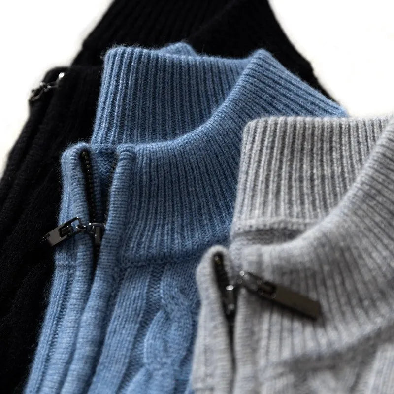 Tom Hollinger | Halbhoher Kragen Reißverschluss Strickpullover