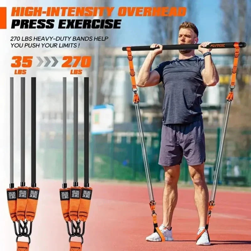 Widerstandsband-Trainingsset mit Stange und Zubehör für Zuhause Zorenza