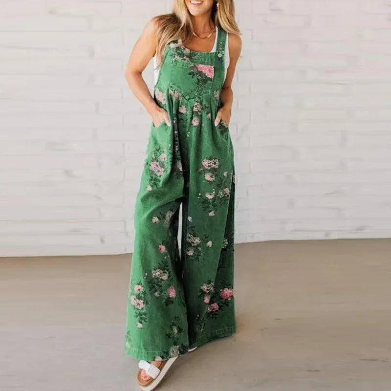Lydia - Summer Floral Printed Sleeveless Jumpsuit