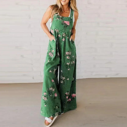 Lydia - Summer Floral Printed Sleeveless Jumpsuit