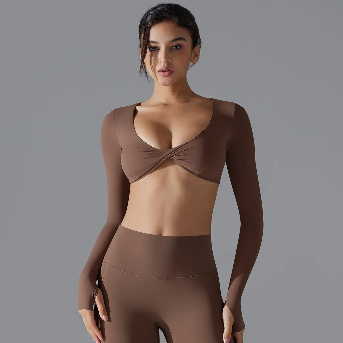 Yoga Long Sleeve Slim Sexy Breathable Quick Drying Sport Brassiere Gym Push Up Shockproof High Intensity Pilates Clothes Women