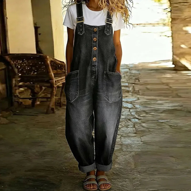 Kata™ | Vintage stílusú farmer overall állítható pántokkal