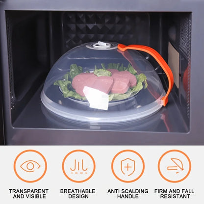 1pc Microwave Food Cover - Splash Proof With Steam Vents & Handle Easy Grip Kitchen Bowl Tray Cover | 24-hour Shipping