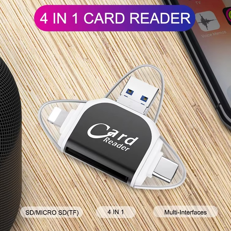 4-in-1 Kartenleser mit Multi-Interface - SD, Micro SD, USB, Type-C