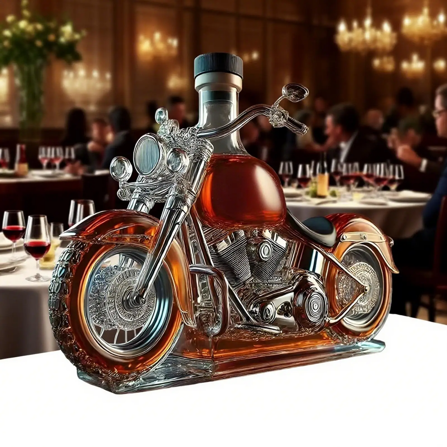 Motorcycle Whiskey Decanter Glass Bottle