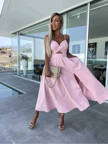 Elegantes Damen Midikleid mit Seitenschlitz und Taschen für jeden Anlass