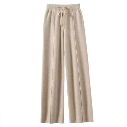 Women's Wide Leg Trousers High Waist Wool Mix Lounge Pants
