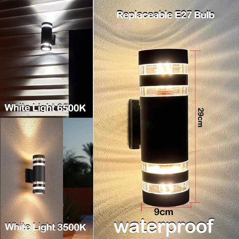 LumiBloc LED Wandlamp Buiten | Up & Down Effect | E27 Fitting | IP65 Waterdicht | Modern Design voor Tuin en Balkon