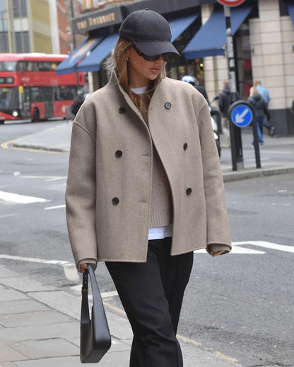 Klara® | Double-breasted peacoat with high collar