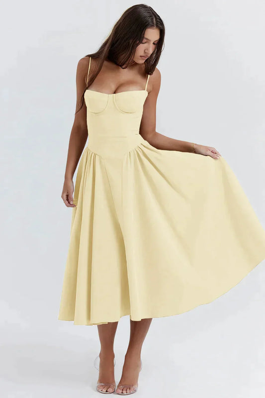 Elegantes schulterfreies Plisseekleid für Damen