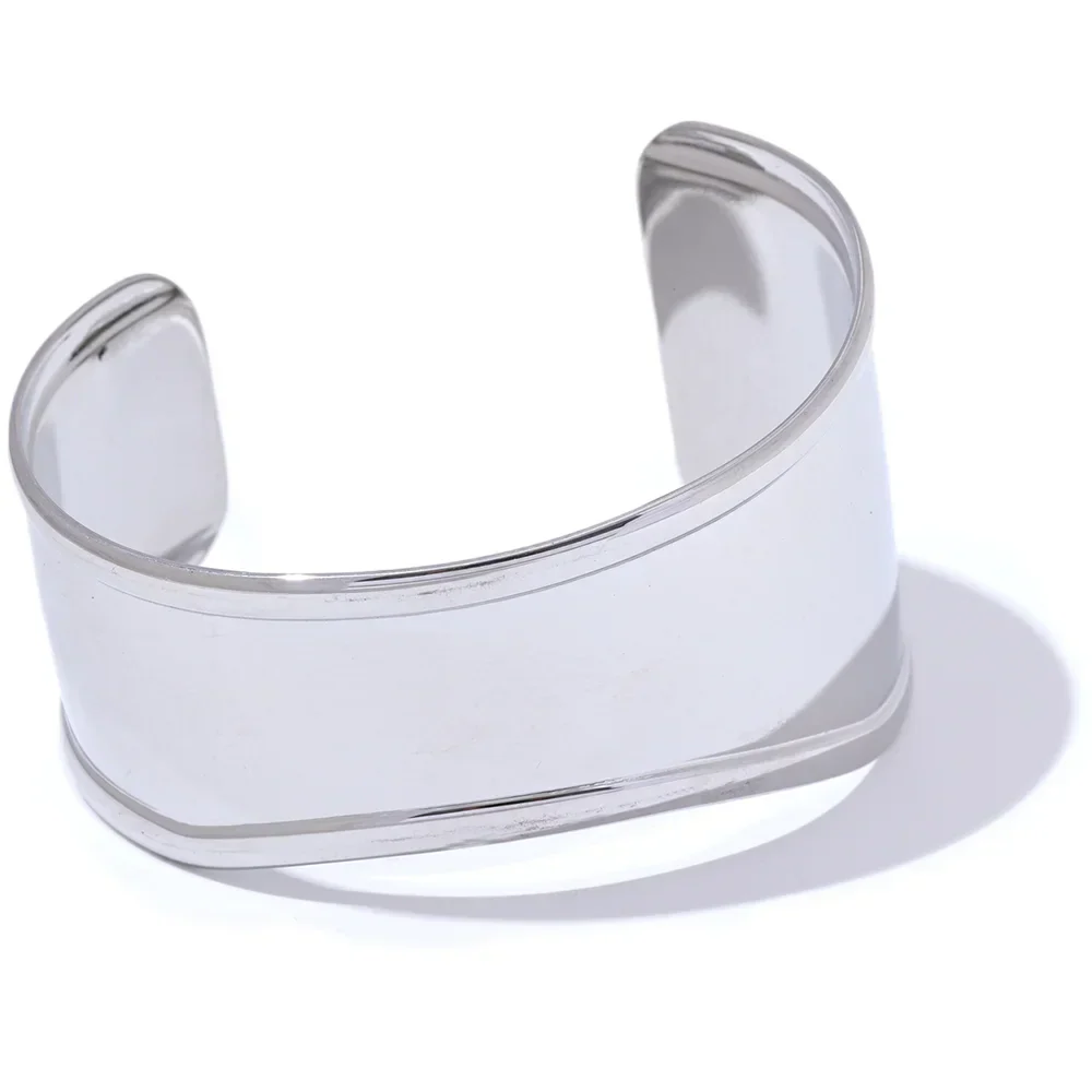 Yaffa Wide Cuff Bracelet – Open Bangle Waterproof Statement Jewelry | Huna Jewelry