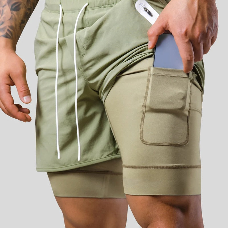Mauro - Dual Layer Workout Short ajusté élégant avec couche extérieure respirante
