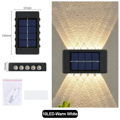 LED Solar Wall Lamp Outdoor Waterproof Up and Down Luminous Lighting Garden Decoration Solar Lights Stairs Fence Sunlight Lamp