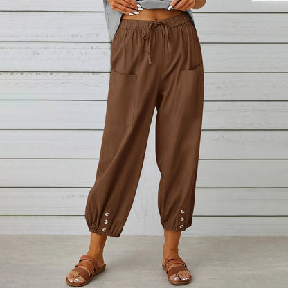 Pantalon Elda - Pantalon capri en lin pour femme pour un confort décontracté dans un style ample