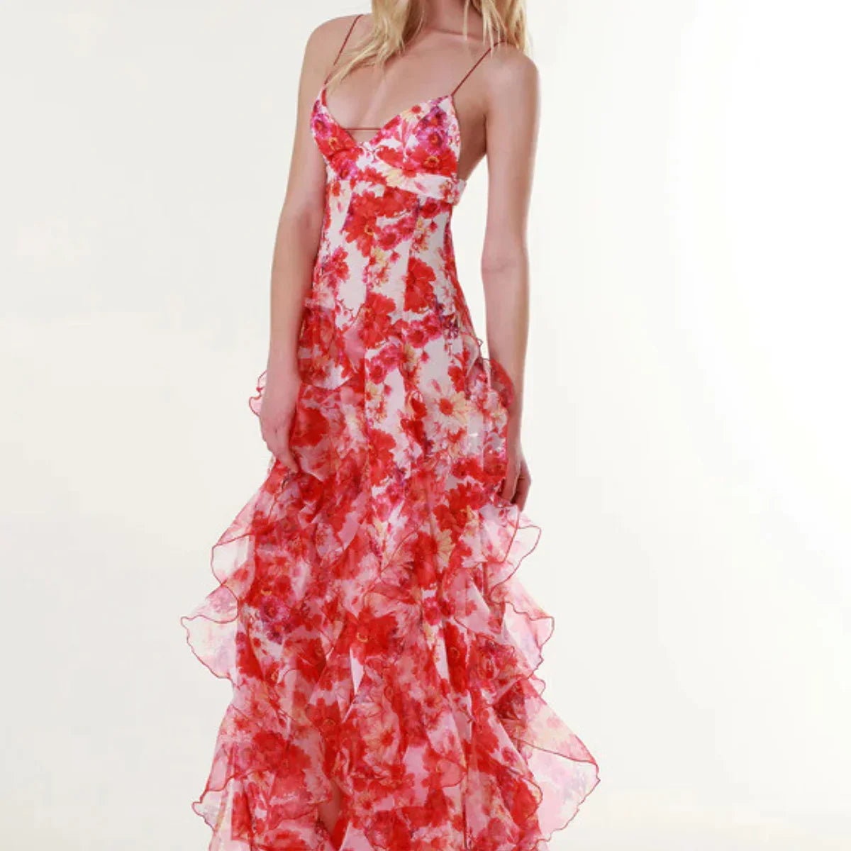 ISABELLA™ – Romantic Floral Ruffle Maxi Dress