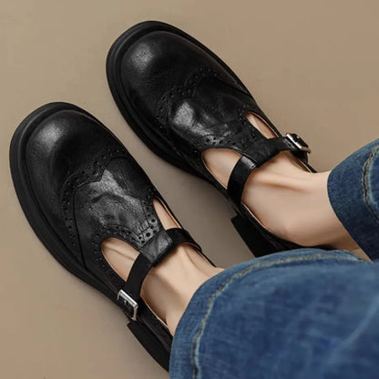 Lily | Classic Women Leather T-Strap Shoes