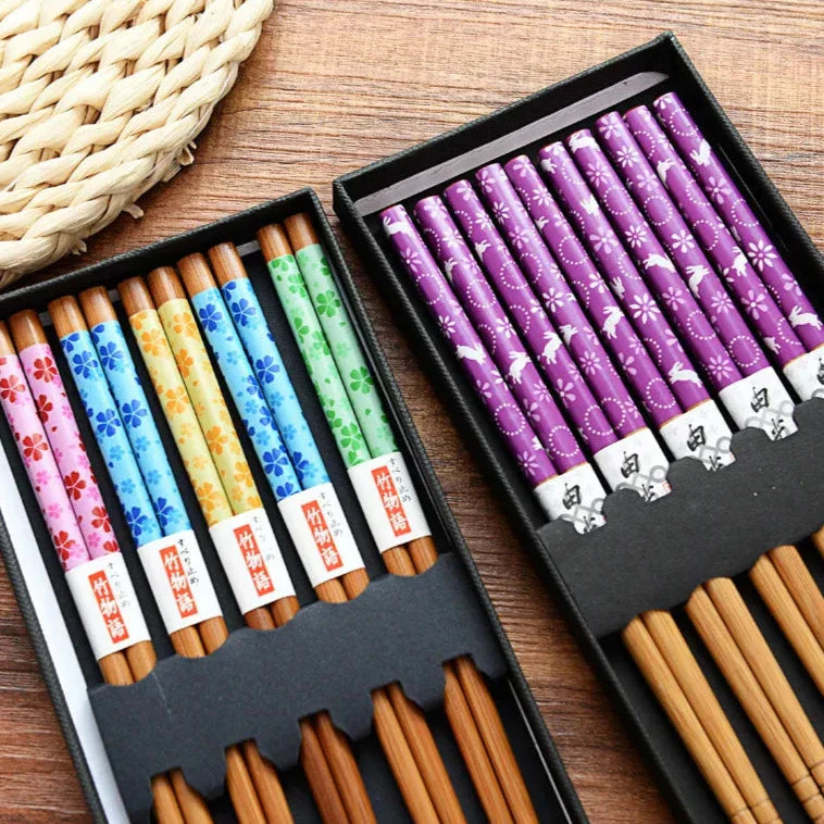 Irodori | Luxe 5-delige Bamboe Eetstokjes Set
