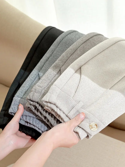 Women's Wool Mix Straight Leg Trousers