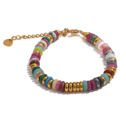 Sylvia Colorful Natural Stone Beaded Bracelet – Boho Chic Jewelry | Huna Jewelry
