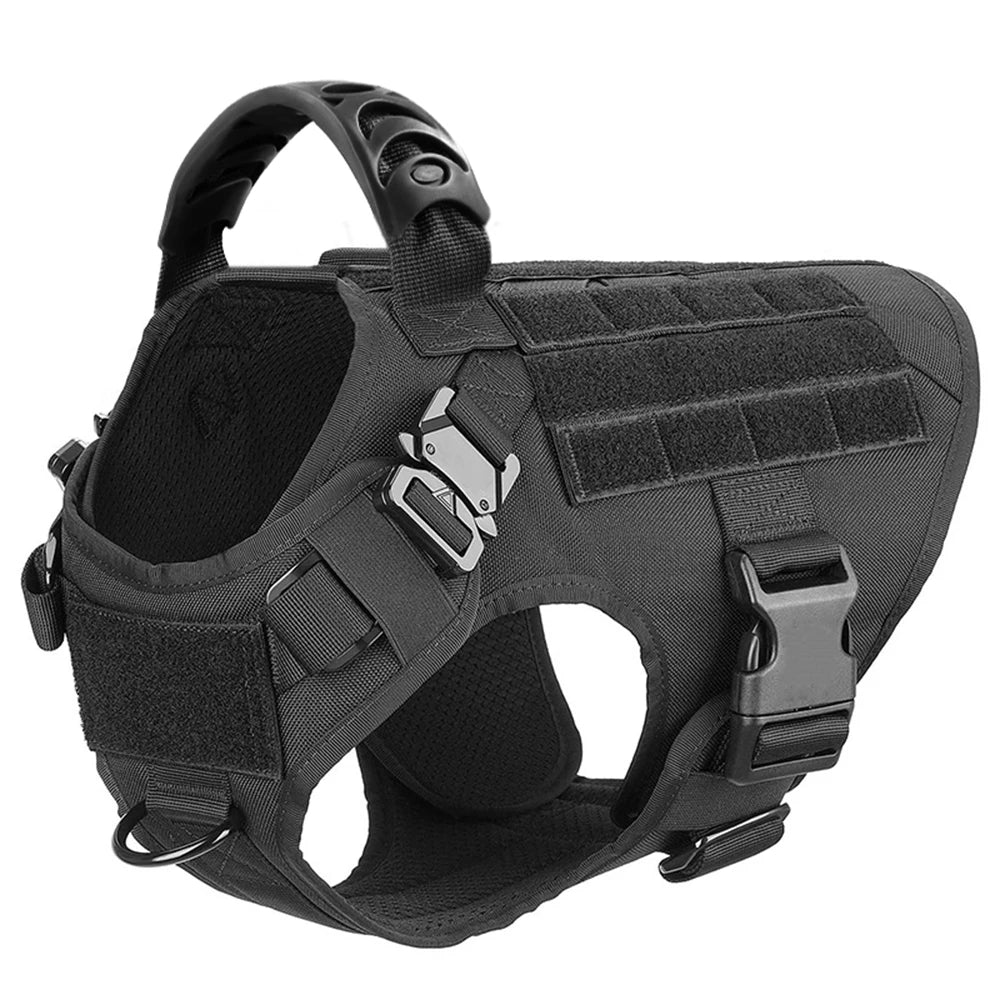 Tactical Dog Harness Heavy Duty Handle 1050D Nylon MOLLE No-Pull Adjustable Large Breeds Training Outdoor Walking Harness Metal D-Ring | Koossa