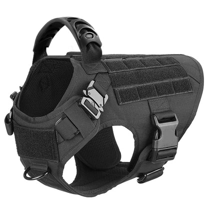 Tactical Dog Harness Heavy Duty Handle 1050D Nylon MOLLE No-Pull Adjustable Large Breeds Training Outdoor Walking Harness Metal D-Ring | Koossa