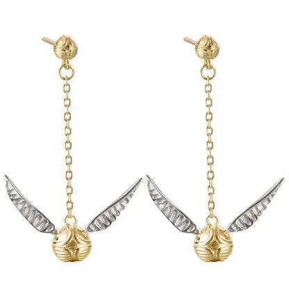 Golden Snitch Earrings - Handcrafted, Polished,  Made with Lightweight Sterling Silver for All-Day Comfort