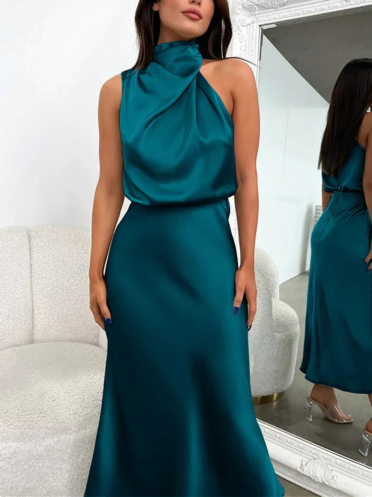 Damen Elegantes Asymmetrisches Kleid | Midi