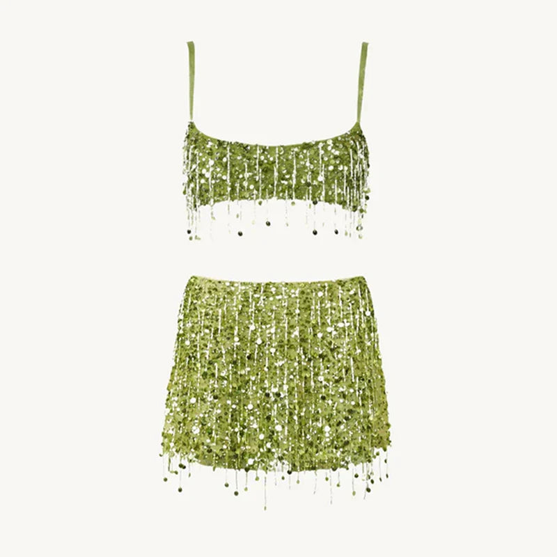 Pailletterad fransbikini-set – Riviera