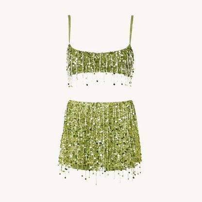 Pailletterad fransbikini-set – Riviera