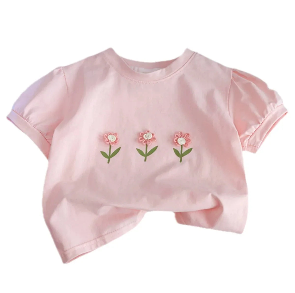 Solo Leveling Girls Short-sleeved Summer Cotton Cute Baby Girl Stylish Three-dimensional Flower Children's T-shirt Clothes
