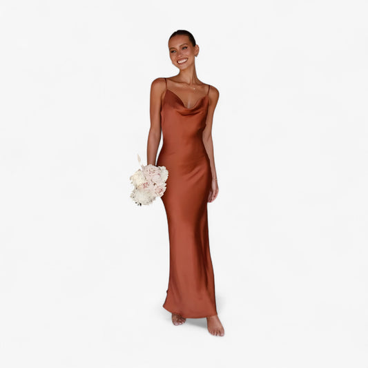 Elegant Floor-Length Silk Dress