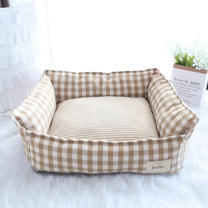 CloudBed Cotton Pet Sofa Bed – Breathable Striped Dog Bed for Small to Medium Pets