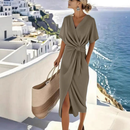 Ferris - Wickelkleid Mit Schnürung Und V Ausschnitt