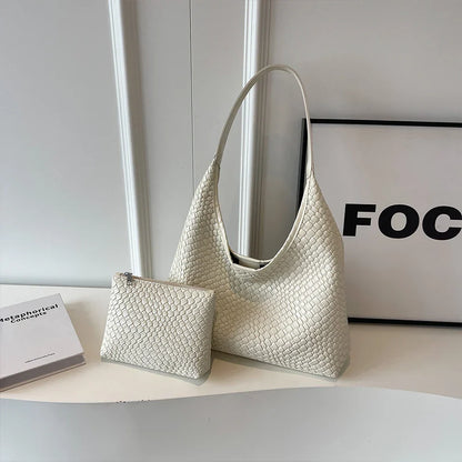 Livia Woven Tote | Vegane Umhängetasche mit Pouch