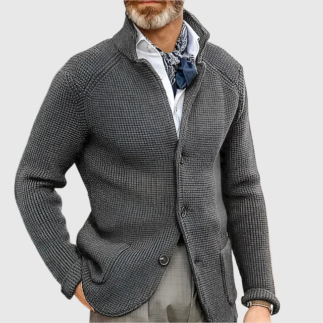 Zavian | Retro militair vest voor heren met opstaande kraag – gebreide trui, casual jasje, vintage stijl