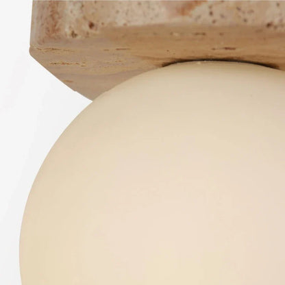 LuxRoyale Wabi Sabi Cave Stone Base Round Wall Lamp With Soft Warm LED Glow
