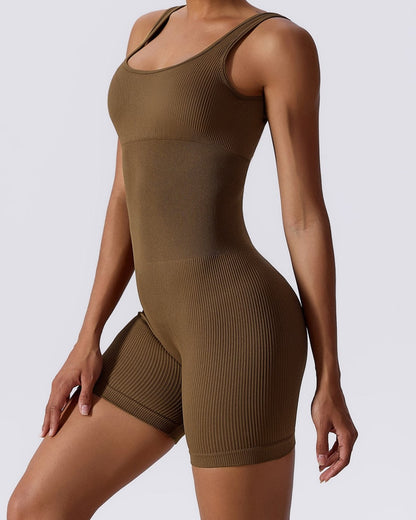 Seamless Ribbed Tummy Control Romper
