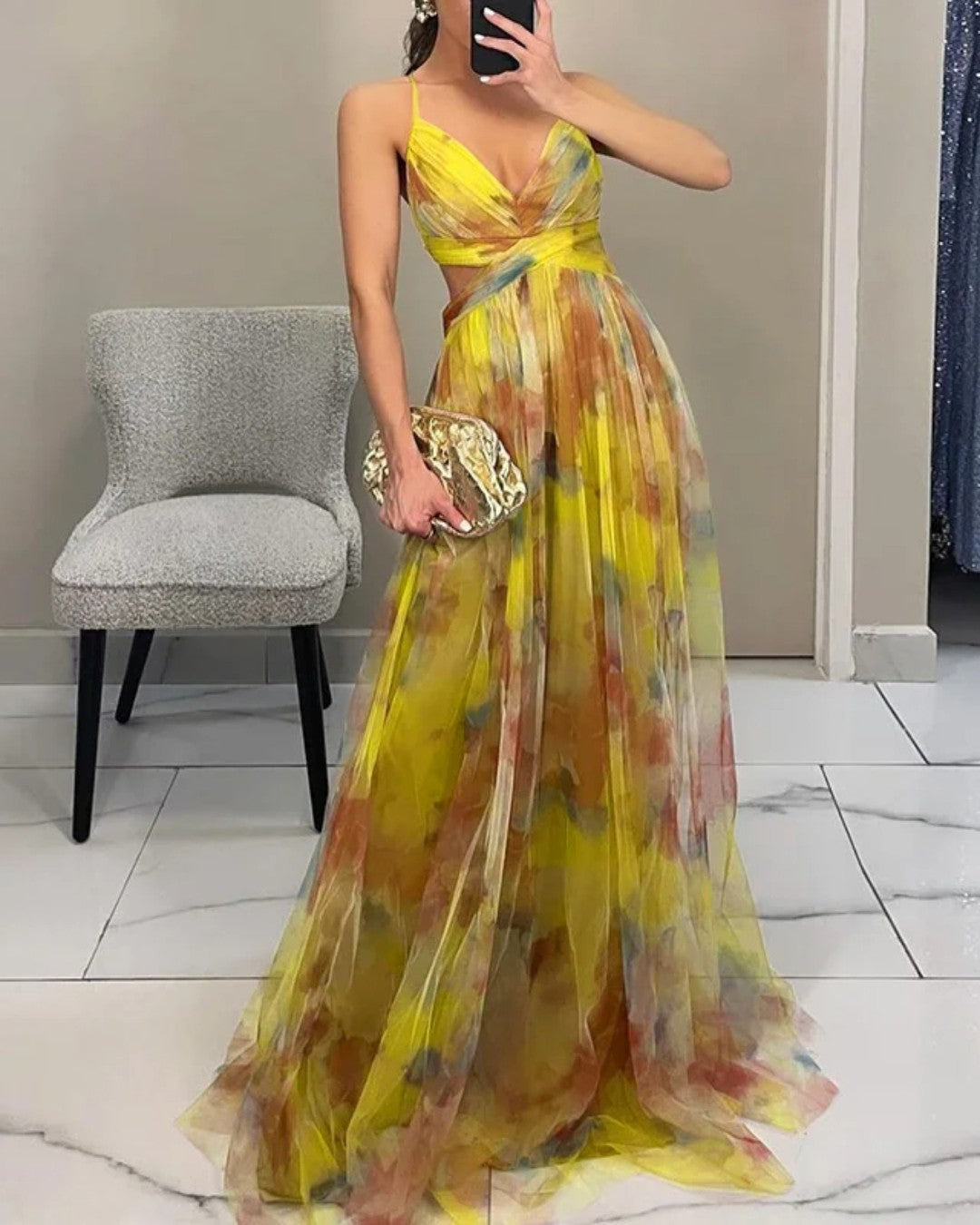 Giselle - Vestido Maxí Encantador con Estampado Floral