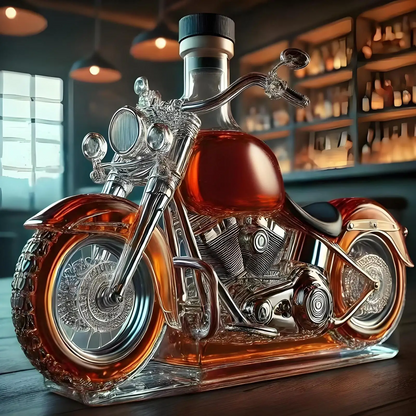Motorcycle Whiskey Decanter Glass Bottle
