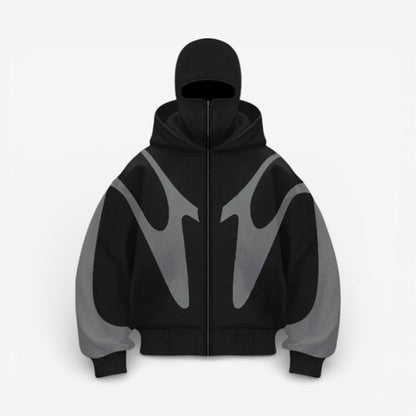 Lennon – Loose Fit Printed Hoodie With Long Sleeve And Zipper