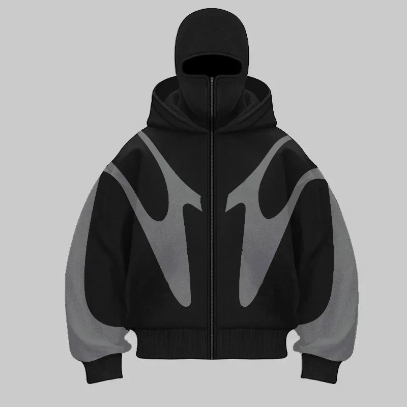 Draxen – Men’s Hoodie with Built-In Balaclava and Bold Streetwear Design