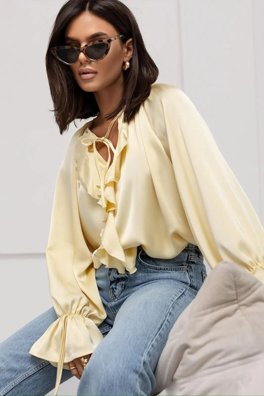 Liora | Satin Ruffle Blouse